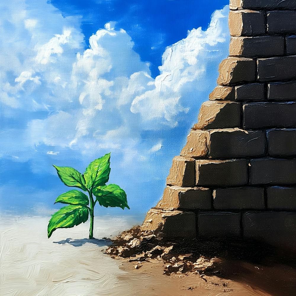 Brick Wall With A Plant