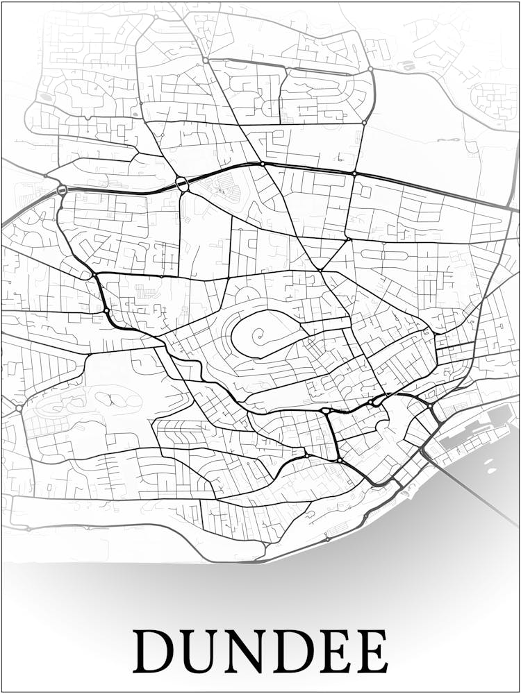 Dundee, Scotland, Uk, Carte de Ville, Design Dégradé Noir Et Blanc