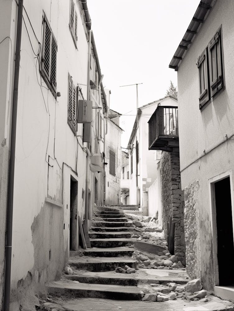 Rovinj, Croatia, Black And White Old Photo 4