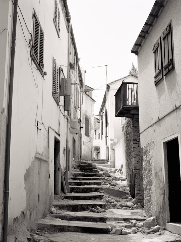 Rovinj, Croatia, Black And White Old Photo 4