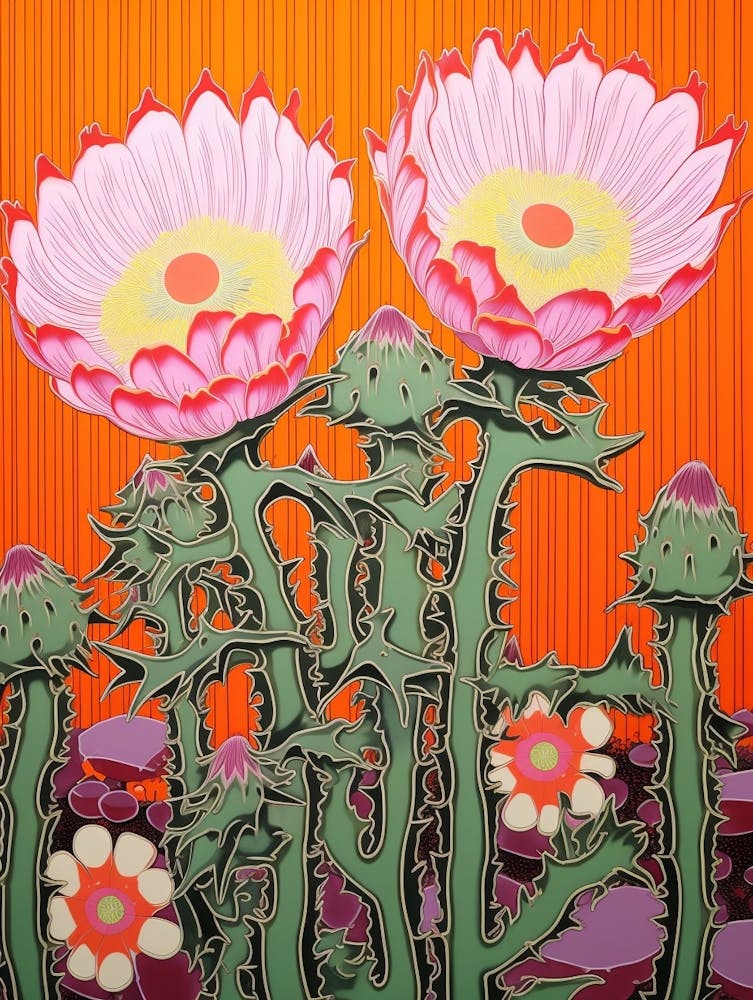 Mexikanischer Kaktus-Stil Illustration Echinocereus-Kaktus 3