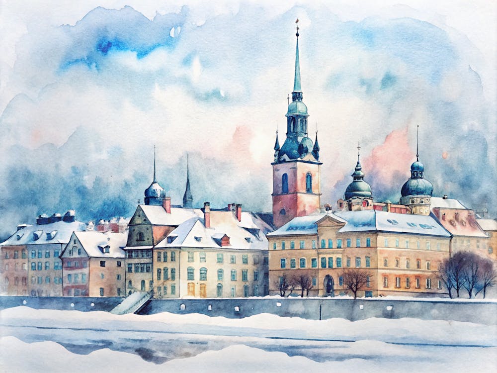 Watercolor Of Stockholm