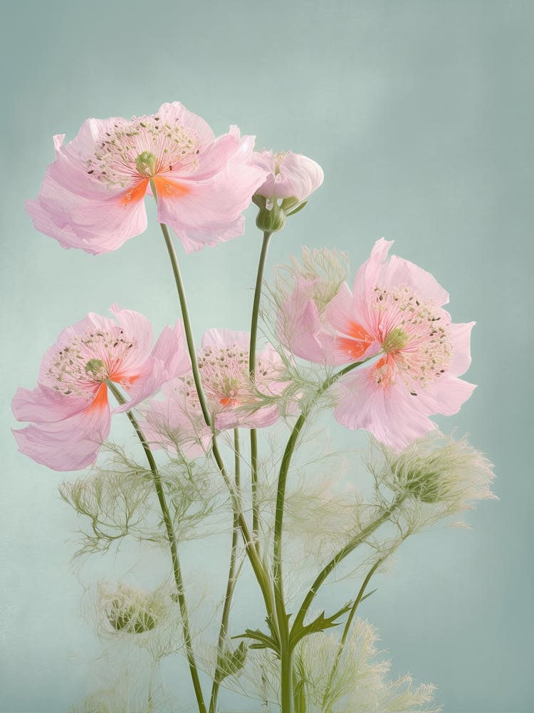 Queen Annes Lace Flowers Acrylic Painting In Pastel Colours 1