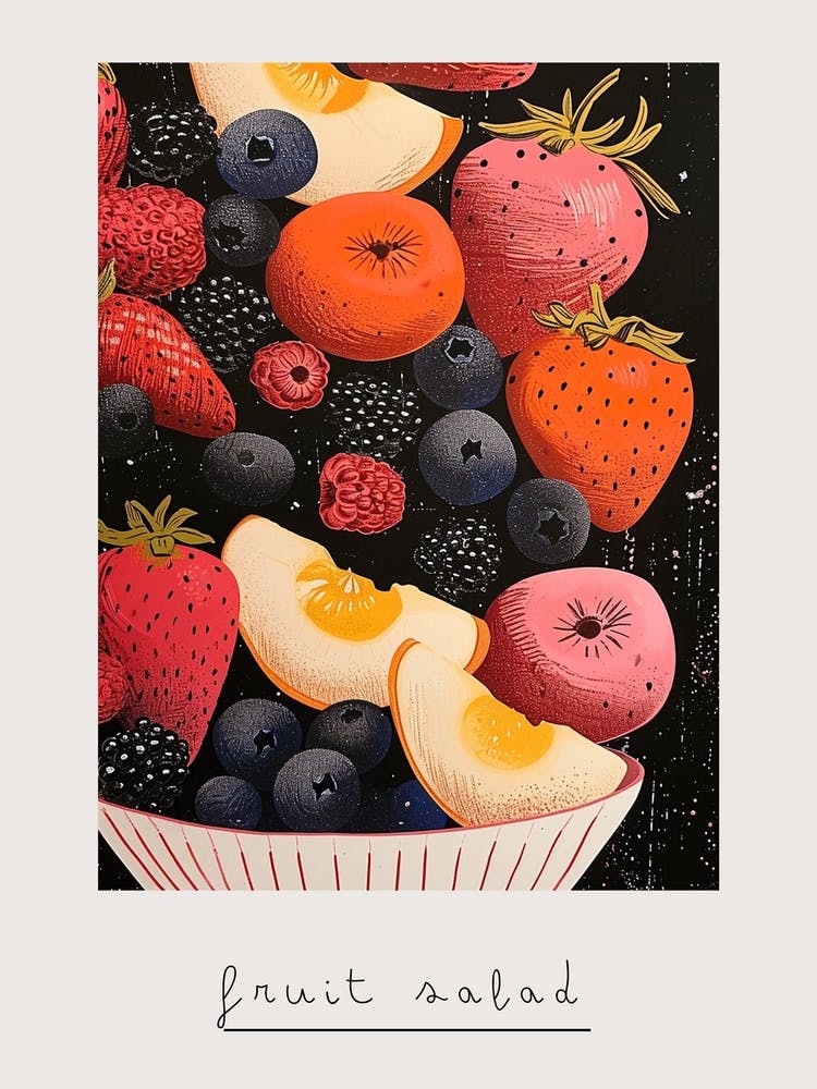 Art Deco Fruit Salad Explosion Poster