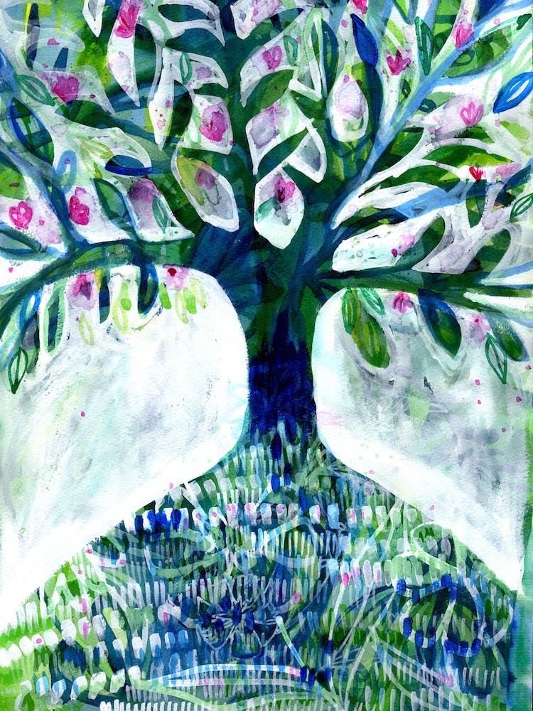 Blue Floral Tree