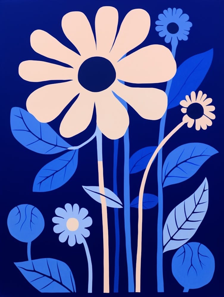 Blue Flower Illustration Daisy 4