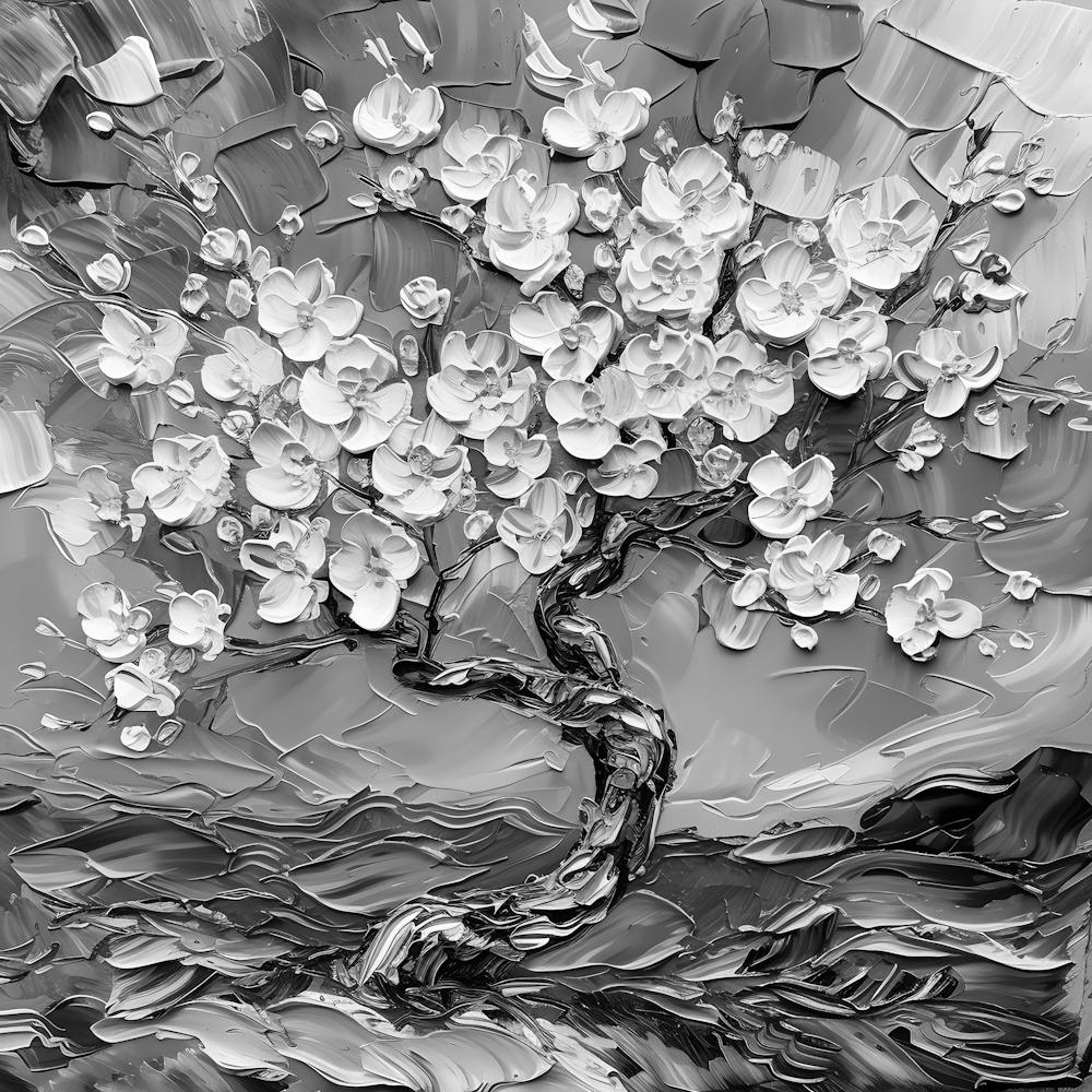 Noir et blanc d'un cerisier