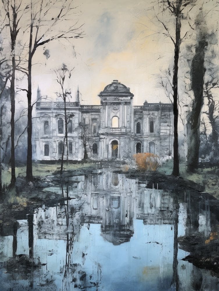 Winter City Park Painting Villa Doria Pamphili Rome Italy 2