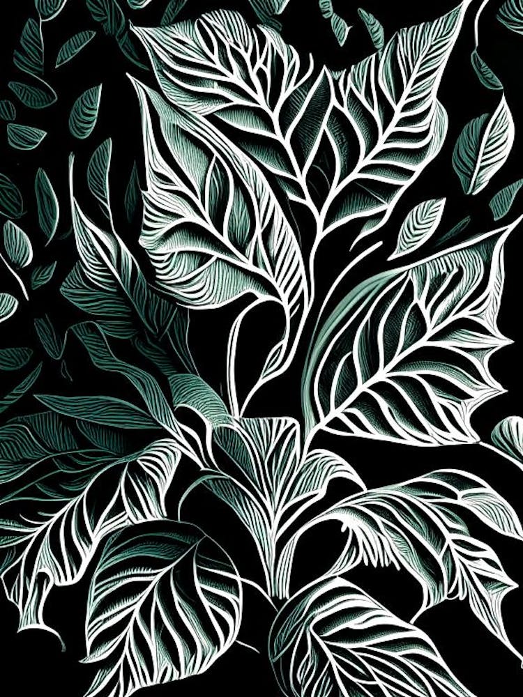 Mint Leaf Linocut 2