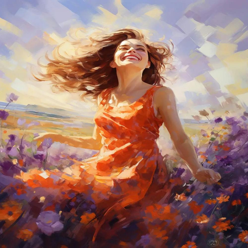 Girl In A Field Of Flowers