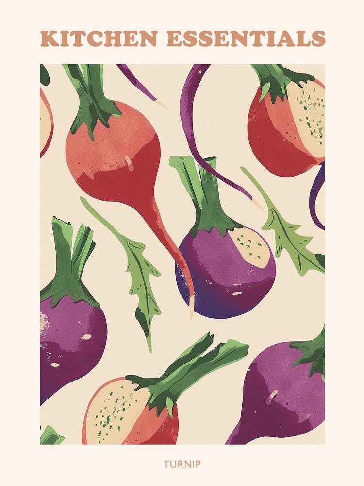 Turnip Root Vegetable Pattern Illustration Poster 3