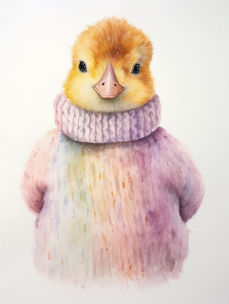 Baby Animal Watercolour Duckling 1