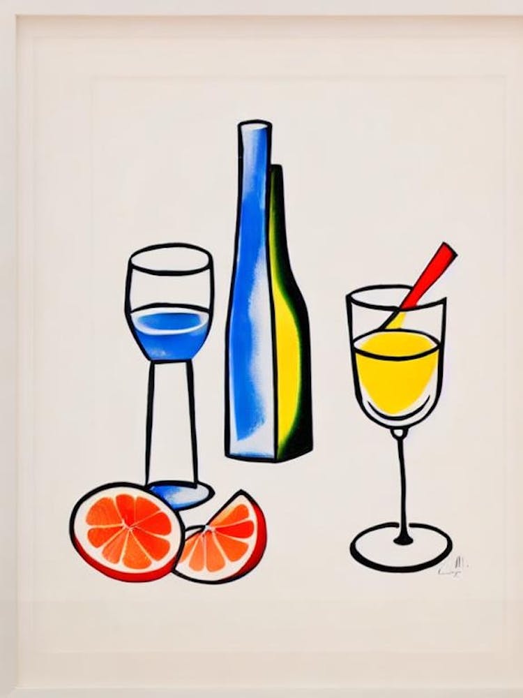 Caipirinha 2 Picasso Line Drawing Cocktail Poster