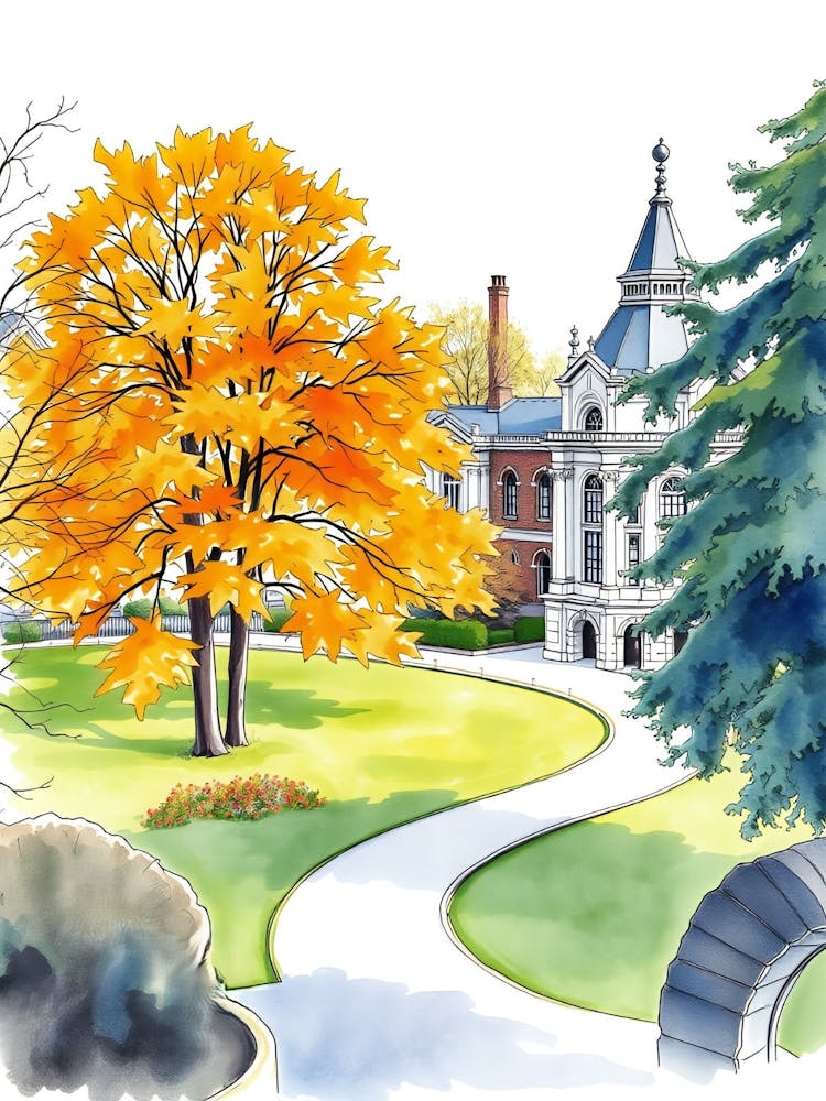 Watercolor College Campus