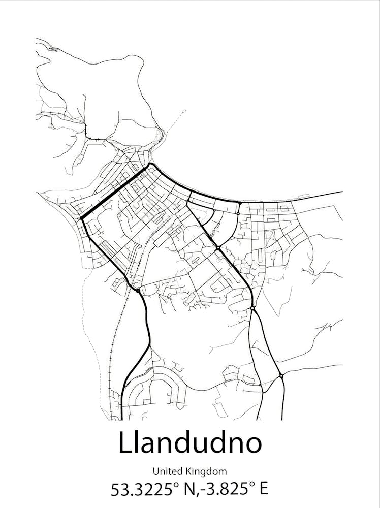 Llandudno,United Kingdom Minimalist Map