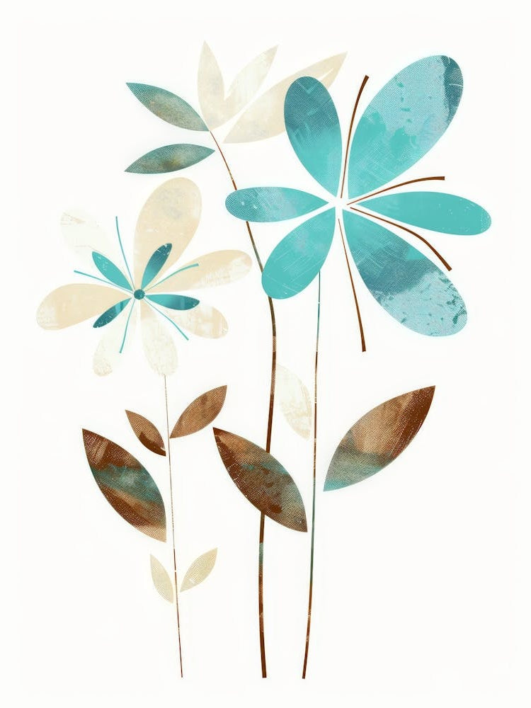 Flowers In Blue And Brown 1