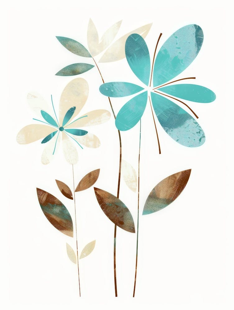 Flowers In Blue And Brown 1