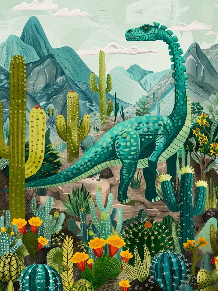 Abstract Dinosaur In The Desert Painting 1