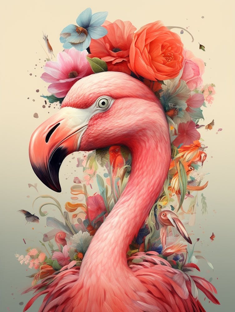 Bird With A Flower Crown Flamingo 2
