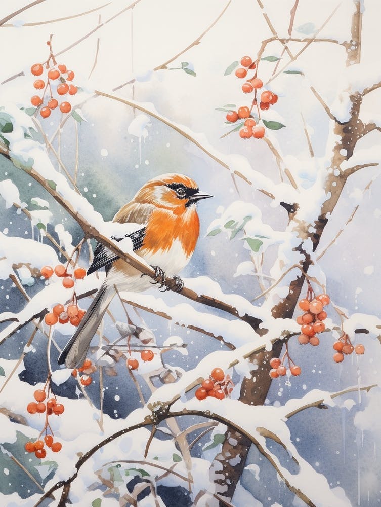 Winter Bird Painting Finch 2