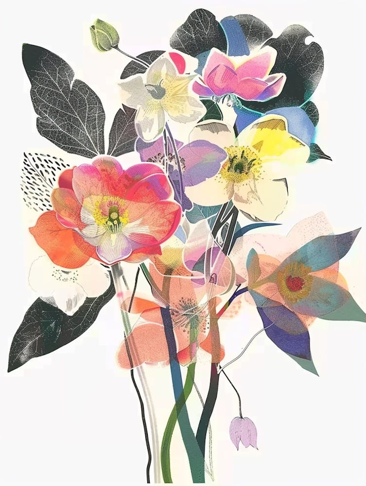 Hellebore 1 Collage Flower Bouquet