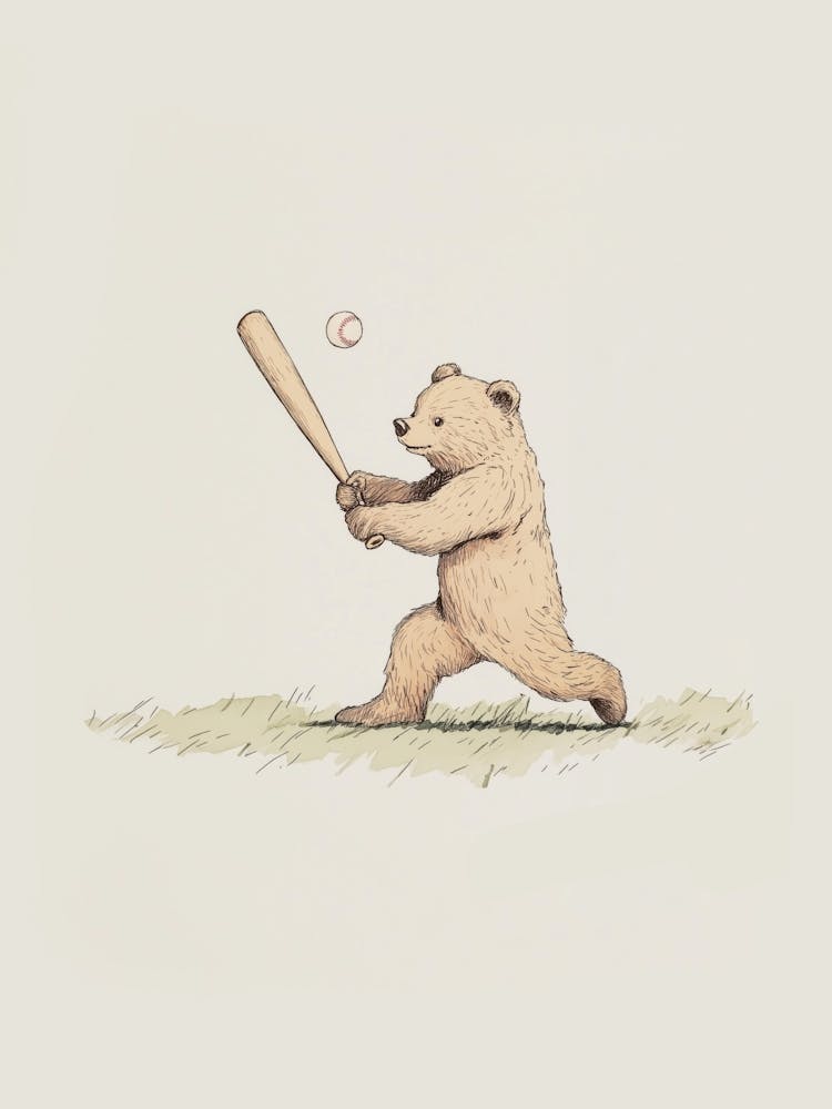 Illustration d'Ours Jouant au Baseball