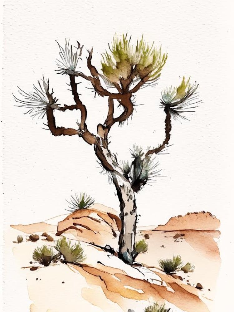 Joshua Tree In Grand Canyon Minimilist Watercolour  (3)