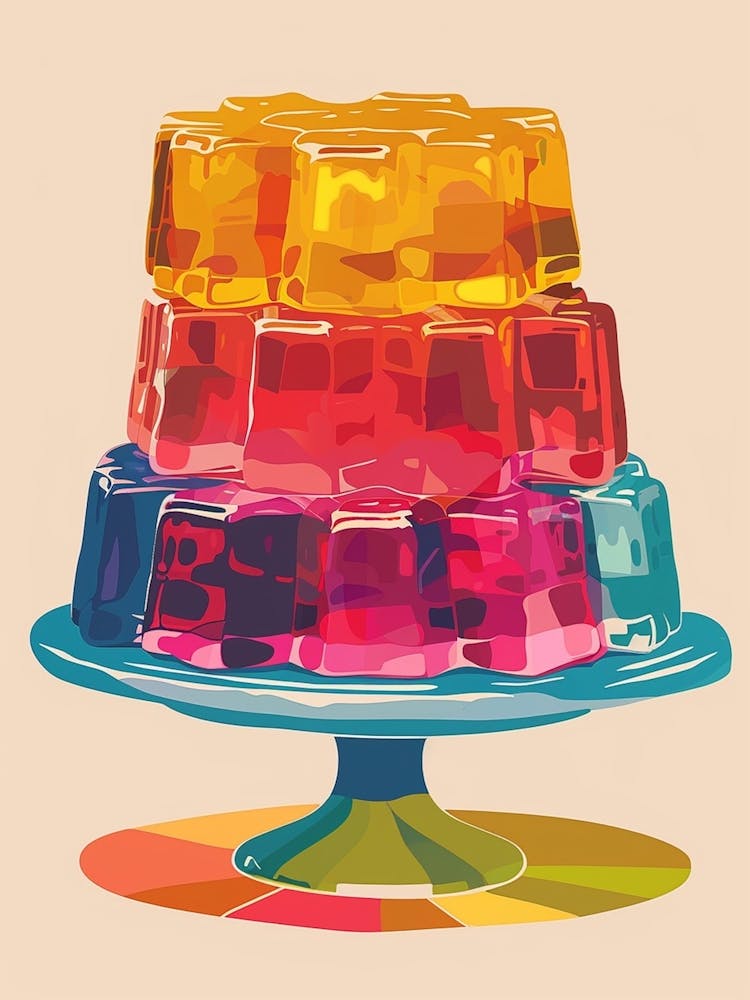 Rainbow Stacked Jelly Beige Background