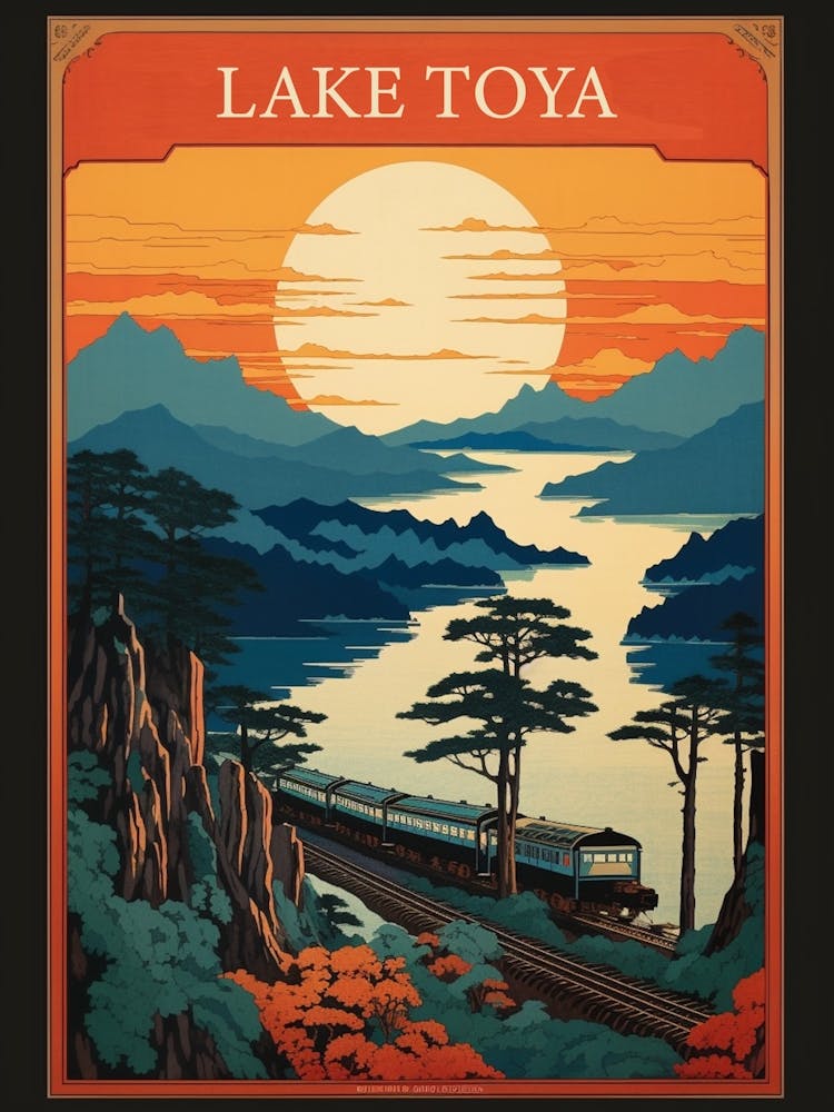 Lake Toya, Japan Vintage Travel Art 2 Poster