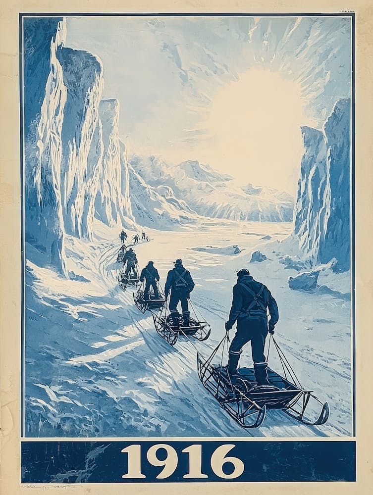 Aihrgdesign A Vintage Adventure Poster Of A 1916 Polar Expedi D1bdfea9 0e10 469f A212 30de10991bef 3