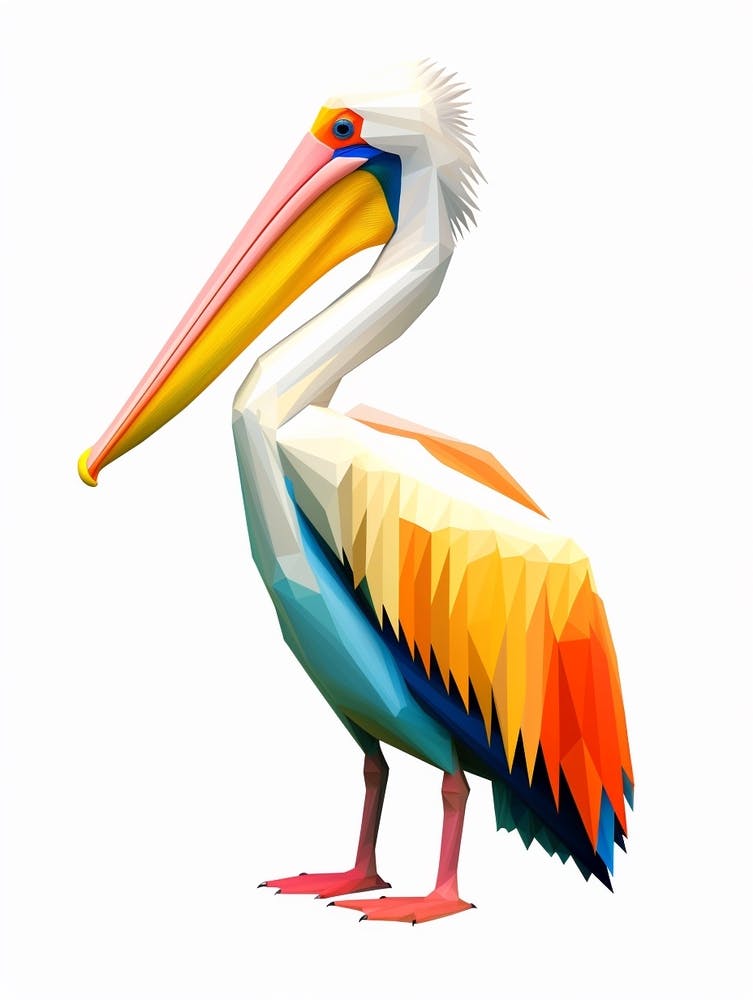 Colourful Geometric Bird Pelican 2