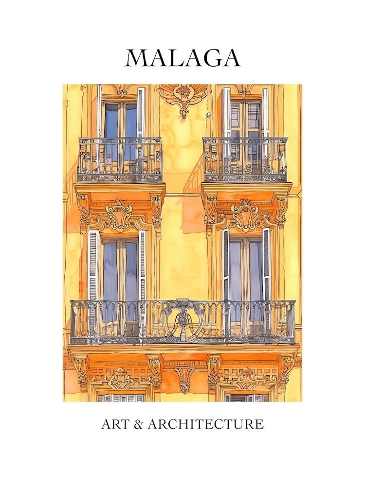 Malaga Travel And Architecture Poster 2