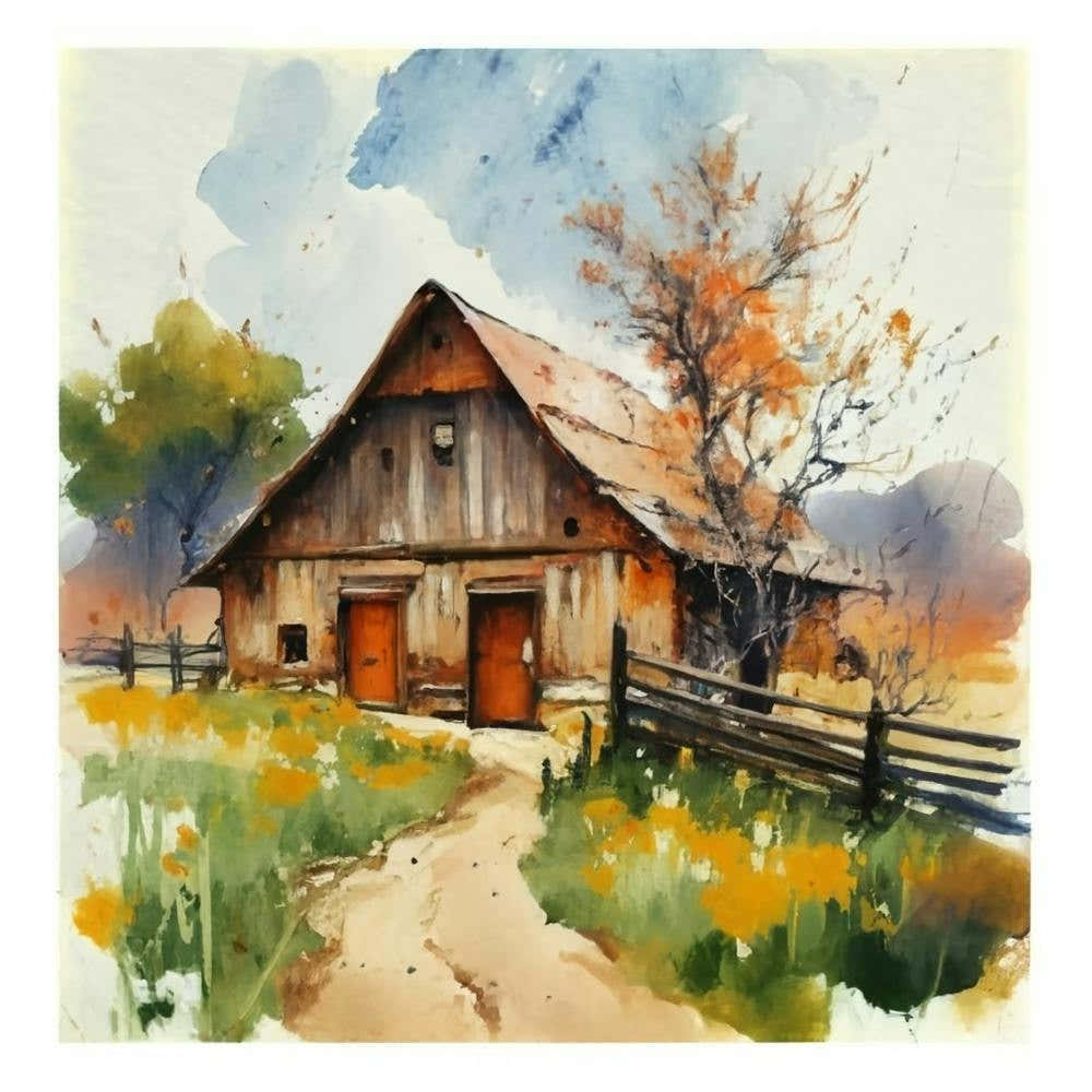 Watercolor Barn