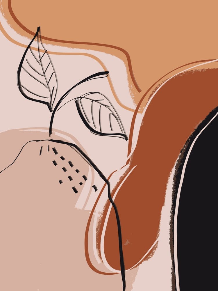 Abstract Earth Tones And Line Art