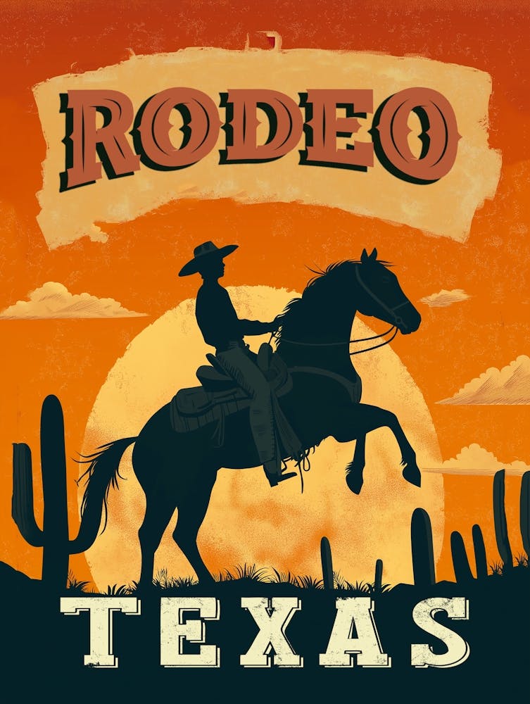 Texas Cowboy Rodeo Vintage Poster