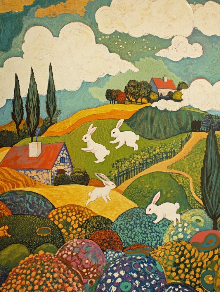Rabbits In The Field 1