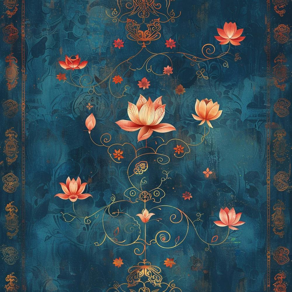 Vesak Banner Texture Featuring Buddhist Symbols 2