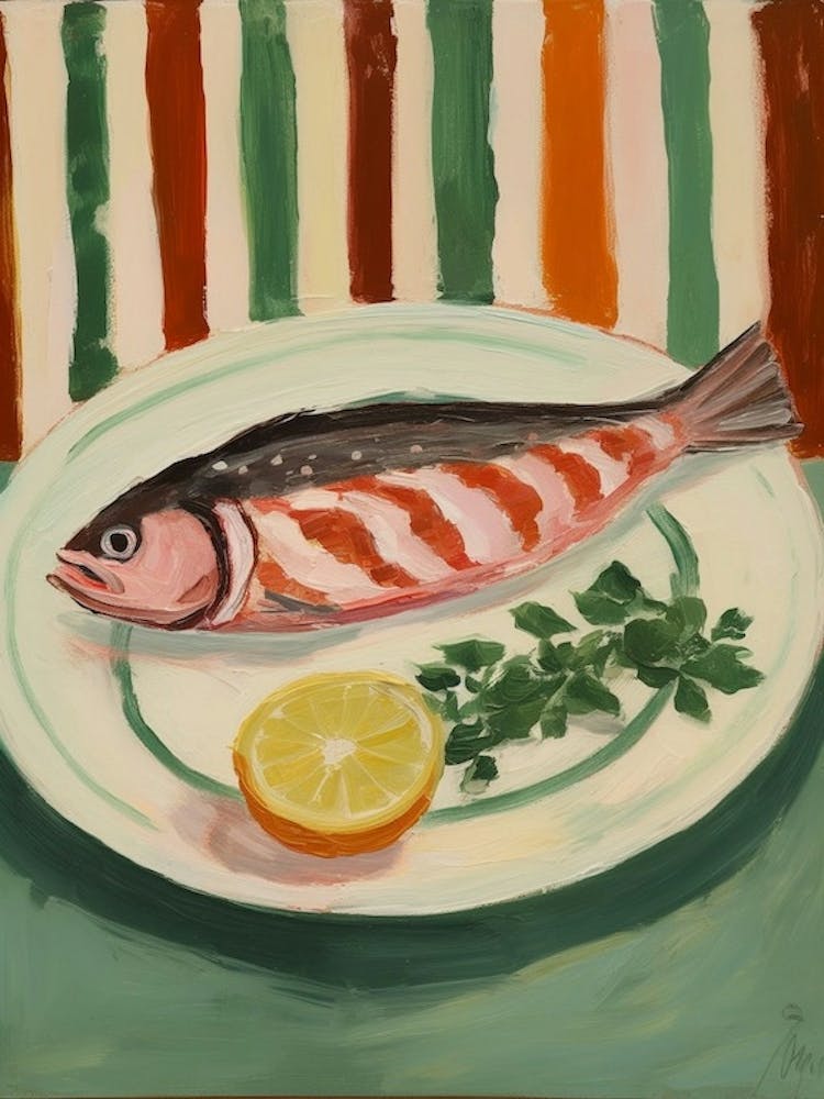 Lachs Italienisches Stillleben Gemälde