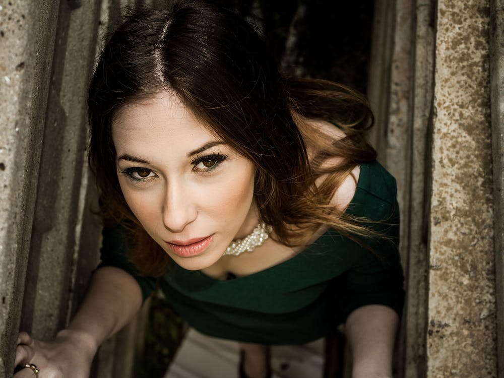 Beautiful Brunette Woman Posing Outdoor In Abandoned Industrial Place 1