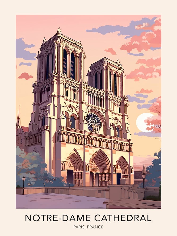 Notre Dame Cathedral Paris France Travel Poster