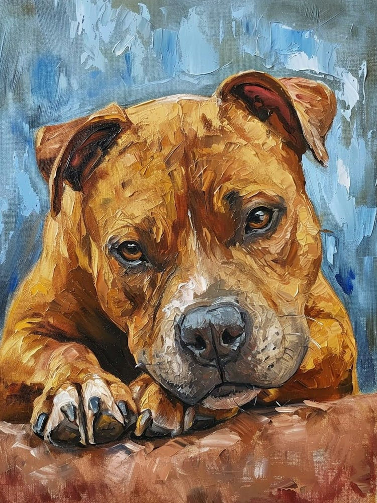 Staffordshire Bull Terrier Acrylic Painting 3