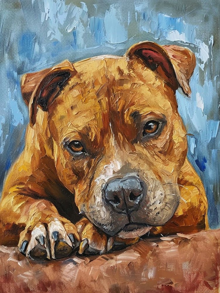 Staffordshire Bull Terrier Acrylic Painting 3