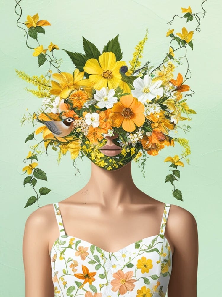 Flowers On A Woman'S Head 1