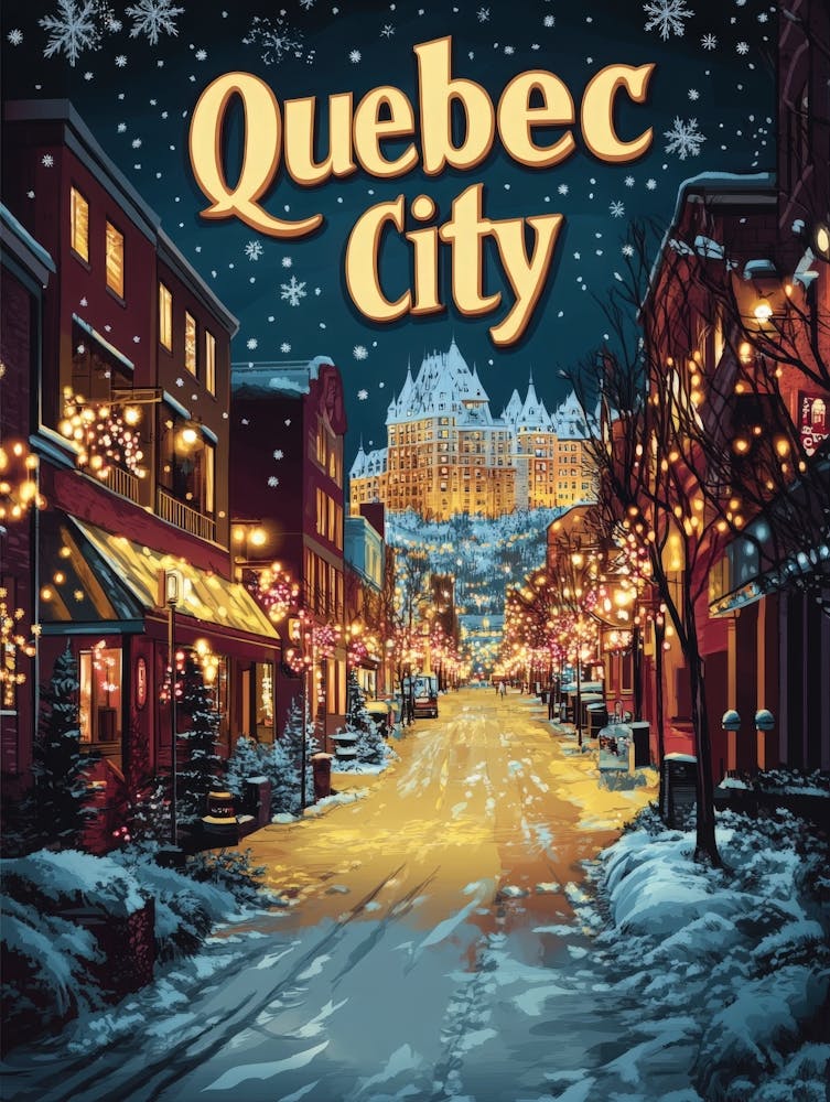 Aihrgdesign A Mid Century Modern Travel Poster For Quebec City 4
