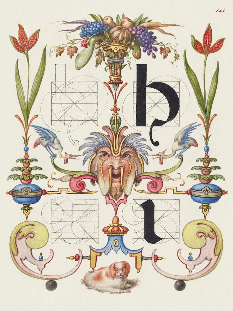 Guide For Constructing The Letters H And I From Mira Calligraphiae Monumenta, Joris Hoefnagel
