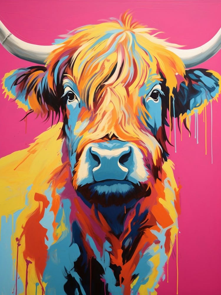 Highland Cow Pop Art 1