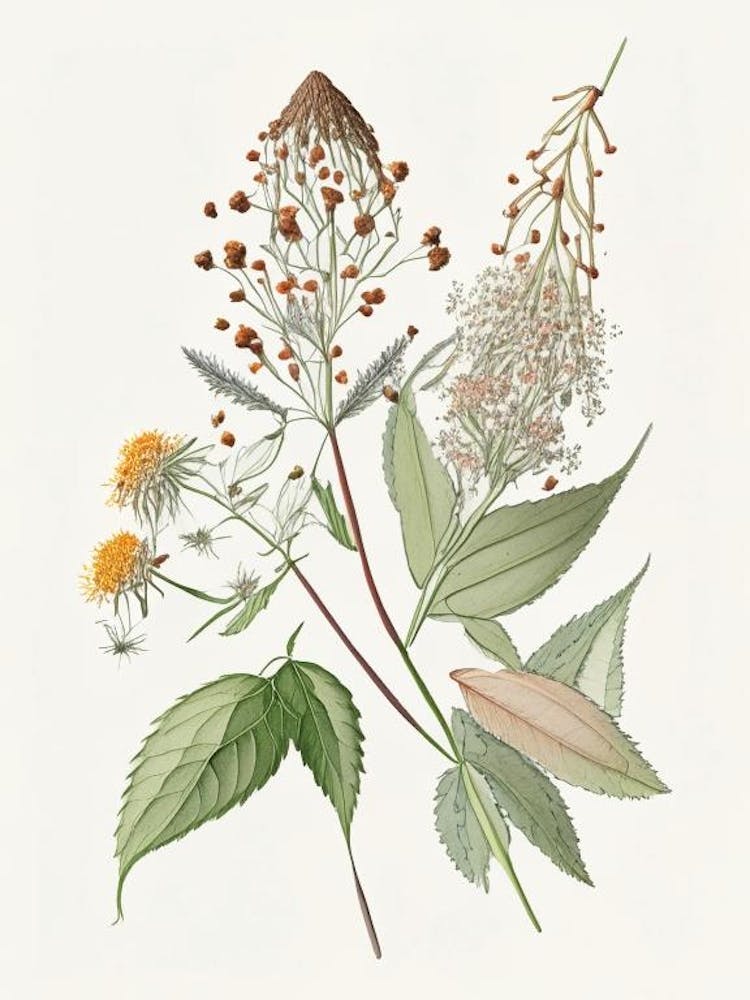 Boneset Spices And Herbs Pencil Illustration 2