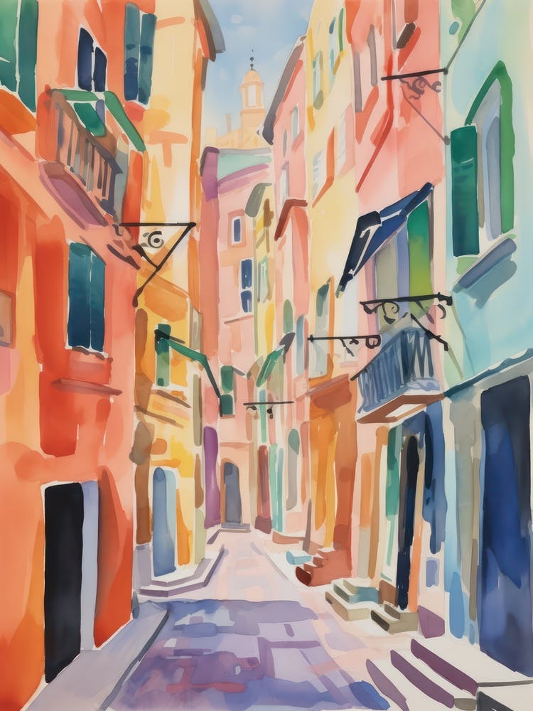 Genua, Italien Aquarellstraßen 1