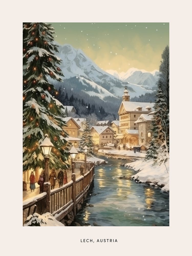 Vintage Winter Poster Lech Austria 4