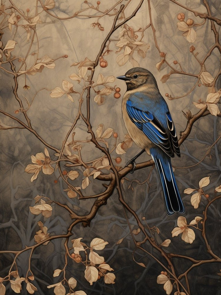 Dark And Moody Botanical Bluebird 1